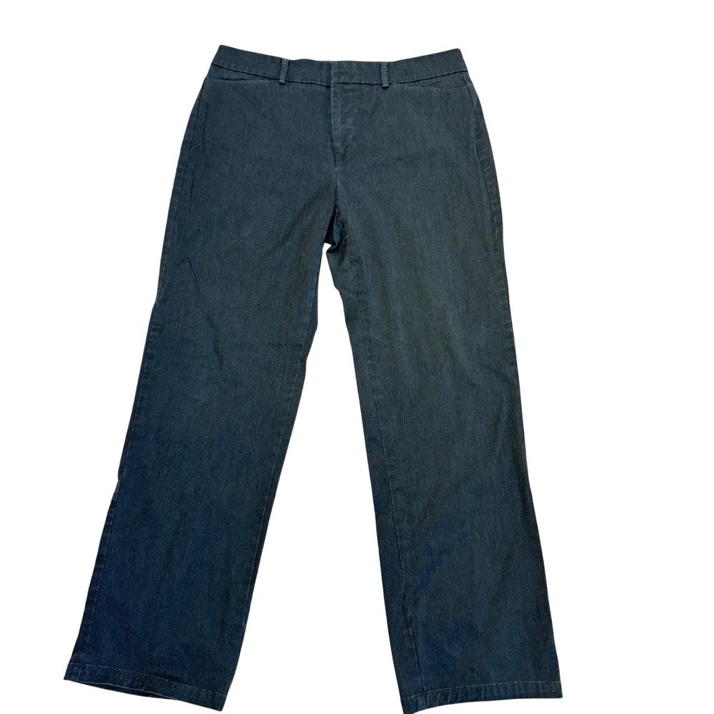 Dockers Metro Pant Women 14 MED Gray Straight Leg Stretch Cotton Blend Trousers